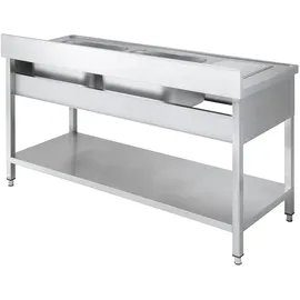 GastroHero Spültisch Basic 16x6 mit 2 Becken rechts, Aufkantung und Grundboden