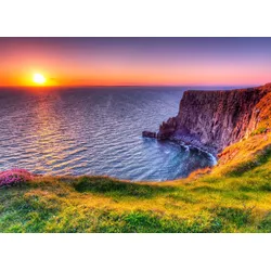 Fototapete PAPERMOON "Sunset at Moher Cliffs", bunt (mehrfarbig), B:3,5m L:2,6m, Vlies, Tapeten