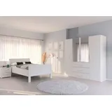 rauch Schlafzimmer-Set Evelyn, (Set, 3-tlg), Schrank und Bett in 2 Breiten, Nachttisch mit Paneel MADE IN GERMANY weiß