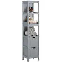 SoBuy Hochschrank Grau Holzwerkstoff, 30x145x30 cm, Badezimmer, Badezimmerschränke, Hochschränke