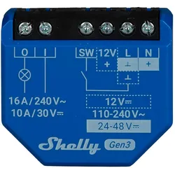 Shelly 1 Gen3 1-Kanal-Relais WLAN-gesteuerter Smart-Schalter mit potentialfreien Kontakten max. 16A, WLAN, BT, unterputz