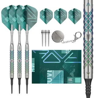 Target Darts Rove Softdarts, 90% Tungsten Dart-Set, Barrel 10-18G | Grün & Silber Darts, Dart-Set mit Pixel Spitzen, Elektronische Darts, Softdarts