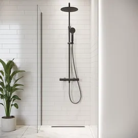 Badplaats Florida Walk-In-Dusche 40 x 200 cm Schwarz Sicherheitsglas