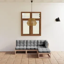 vidaXL Garten-Lounge-Set 4-tlg. grau