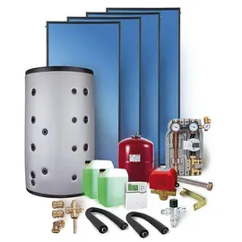 Sunex Solaranlage Paket SX2.51 15,06m2 Flachkollektor Frischwasserspeicher 1000l Heizung