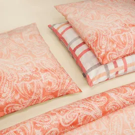 SCHIESSER Luiza kariert Orange 155 x 220 cm + 80 x 80 cm
