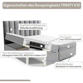 4mybaby GmbH Best for Home Boxspringbett mit Bettkasten Trinity K-10 Bonellfederkern inkl. Topper 160x200 Beige
