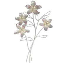 Formano Wand-Zweig 3D Blume 61cm - Handbemaltes Metall Wandbild Wanddekoration perlmuttfarbene Blumen Deko für Wohnzimmer Schlafzimmer Flur Wandbehang zum hängen Wandblume