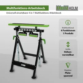Baumarktplus Multifunktions-Arbeitsbock Rollenbock höhenverstellbar Klappbock V-Rollen 4 in 1