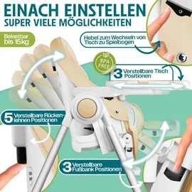 Kidiz 3in1 Hochstuhl Beige inkl. Spielbügel