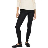 Only Damen Beschichtete Skinny Fit Jeans | PU Kunstleder Hose | Coated Mid WAIST PNT NOOS«, Gr. XL (42) Länge 34, black,