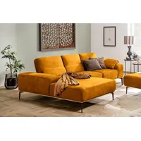 W.SCHILLIG Ecksofa run, Designsofa mit tollem Sitzkomfort, bequem, L-Form, mit Holzsockel, Füße in Bronze pulverbeschichtet, Breite 279 cm gelb