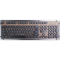 Azio klassische Retro-Tastatur Elwood, mechanische Schreibmaschinentastatur, Steampunk-Tastatur mit Bluetooth, kabellos, beleuchtete Tasten, Vintage-Look, QWERTZ