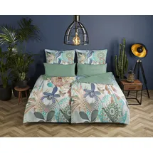 Muller Textil Zephir Blumen/Mandala Grün 135 x 200 cm + 2 x 80 x 80 cm