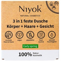 Niyok Niyok® 3-in-1 Feste Dusche Körper+Haare+Gesicht • "Early Spring" (80g) Für Körper, Haare & Gesicht • Festes Duschgel, 80 g