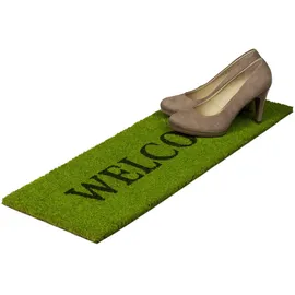 Relaxdays Kokosmatte Welcome grün 25,0 x 75,0 cm