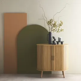 sweeek - Sideboard mit Schiebetüren und Regal, gerillter Holzoptik B 80cm