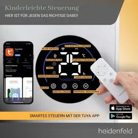 Heidenfeld Infrarotheizung Konvektor Heizung Hybrid HF-HP150 - Steuerung via App | Fernbedienung | Touch-Bedienfeld | Thermostat | 1000 Watt bis 25... | Weiß