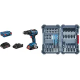 Bosch Professional Akku Schlagbohrmaschine GSB 18V-55 (2x 4,0 Ah ProCore Akku, in L-BOXX) + 35-tlgs. Bohrer Bit Set (Pick and Click, Zubehör für Schlagschrauber, mit Bits und Universalhalter)