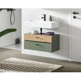 WELLTIME Waschbeckenunterschrank VANN 2 Schubkästen 75 x 35 cm Grün/Schwarz