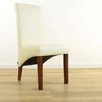 SIX Lederstuhl Felice Echt Leder Creme Weiß Stuhlbeine Nussbaum Lederstühle Stühle Stuhl