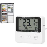 Uadme Kühlschrank Thermometer, -50°C-110°C Digital Thermometer mit Alarm Anziehung Klein Innen-Außen-Universal-Temperaturmessung mit Sonde für Küche Kühlschränken Gefrierschränken Aquarien