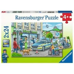 RAVENSBURGER 05031 Kinderpuzzle - Unterwegs mit Polizeimeisterin Hannah 2 x 24 Teile