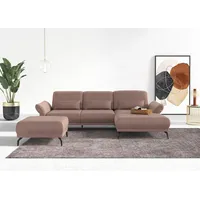 INOSIGN Ecksofa »Coco L-Form«, Sitztiefen-, Arm- und Kopfteilverstellung, Cord-Bezug, Fußhöhe 15 cm rosa