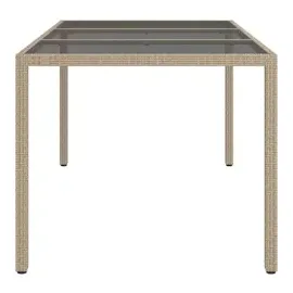 vidaXL Gartentisch 150x90x75 cm Gehärtetes Glas Poly Rattan Beige