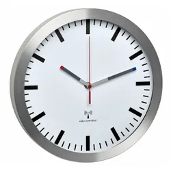 TFA Dostmann Analoge Funk-Wanduhr mit Aluminium-Rahmen, Wand, Rund, Aluminium, W