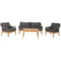Mendler Gartengarnitur HWC-H56b, Lounge-Set Gartenlounge Sofa Sessel Tisch, Seilgeflecht