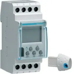 Hager EG103D Wochenschaltuhr, 1 Wechslerkontakt, 16A, 2 PLE, digital, DCF77.Wochenschaltuhr digital 1-Kanal zur zeitabhängigen Steuerung von