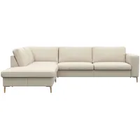 FLEXLUX Ecksofa »Fiore, Sitzaufbau mit hochwertigem Kaltschaum für mehr Sitzkomfort«, breite Armlehnen, L-Form, Füße Alu/Eiche weiß