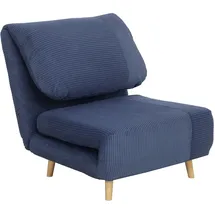 Homcom Schlafsofa Schlafsessel Verstellbar Klappmatratze Gästebett im Cord-Optik, für Schlafzimmer, Wohnzimmer Blau 82 x 89 x 83 cm