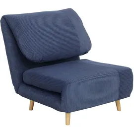 Homcom Schlafsofa Schlafsessel Verstellbar Klappmatratze Gästebett im Cord-Optik, für Schlafzimmer, Wohnzimmer Blau 82 x 89 x 83 cm