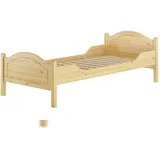 Erst-Holz Massivholzbett Kiefer natur 90x200 Einzelbett Gästebett Zubehör wählbar V-60.30-09Rollrost und Bettkasten inkl.