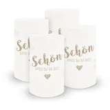itenga 6X Windlicht Tischlicht aus Folie I Schön DASS du da bist I 10,0 x 21,0 cm I ideal als Tischdeko für Jede Feierlichkeit (Hellbraun)