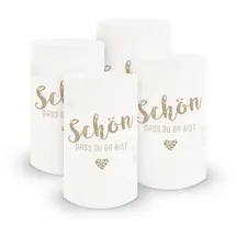 itenga 6X Windlicht Tischlicht aus Folie I Schön DASS du da bist I 10,0 x 21,0 cm I ideal als Tischdeko für Jede Feierlichkeit (Hellbraun)