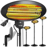 Tectake tectake® Infrarotheizstrahler, 3 Leistungsstufen, 650, 1300 und 2000 W, höhenverstellbar - 213 cm