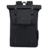 LOVEVOOK Rucksack Damen Herren groß Wasserdichter Laptop Rucksack 17,3 Zoll Rolltop Rucksäcke Schulrucksack Reiserucksack Handgepäck Flugzeug für Uni Arbeit Reisen, Schwarz