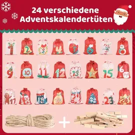 luxuskollektion DIY Adventskalender Stoffbeutel 24 Stoffsäckchen