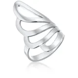 Nenalina Fingerring Basic Wellen Geschwungen Schlicht 925 Silber silberfarben 60 mm