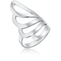 Nenalina Fingerring Basic Wellen Geschwungen Schlicht 925 Silber silberfarben 60 mm