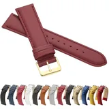MARCHEL Glattleder LLB 14 mm Rot Gold Lederarmband Echtleder Uhrenarmband Rindsleder Feines Leder Uhrband