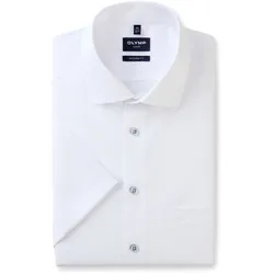 Kurzarmhemd OLYMP "Luxor modern fit", Herren, Gr. 47, N-Gr, weiß, Web, Obermaterial: 100% Baumwolle, casual, Kurzarm, Hemden