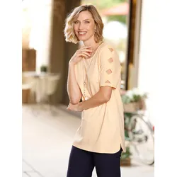 Rundhalsshirt CLASSIC BASICS "Longshirt", Damen, Gr. 52, rot (apricot), 100% Baumwolle, Rundhals, Kurzarm, Shirts