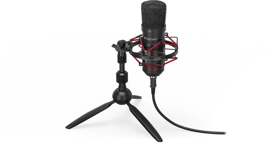 ENDORFY Solum T USB Mikrofon Schwarz mit Anti Shock Montage und Stativ