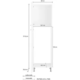 OPTIFIT Kühlumbauschrank Elga 60 x 58,4 x 211,8 cm Grau