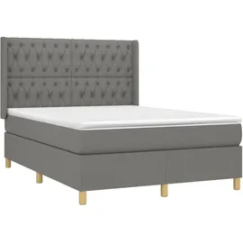 vidaXL Boxspringbett mit Matratze & LED Dunkelgrau 140x190 cm Stoff