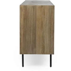 BIZZOTTO Sideboard Darsey aus Mangoholz, modern, natur, 184 cm breit, Metallgestell in Schwarz